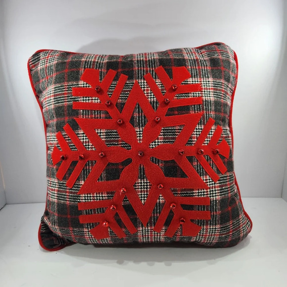 Source Unknown Other - Snowflake Jingle Bells Holiday Winter Christmas Decorative Throw Pillow